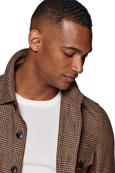 MID BROWN CHECKED WILLIAM SHIRT-JACKET 4