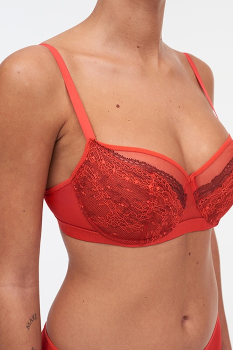 NEELA - HALF-CUP BALCONY BRA BRIGHT POPPY / FIG 3