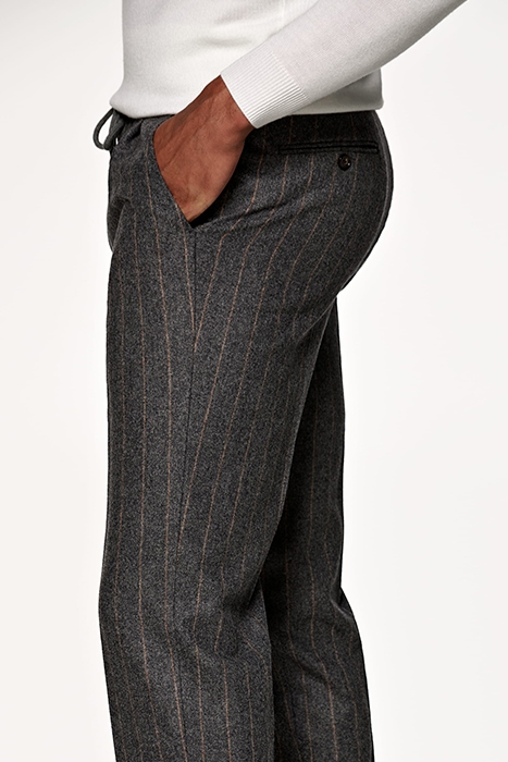DARK GREY STRIPED DRAWSTRING AMES TROUSERS 3