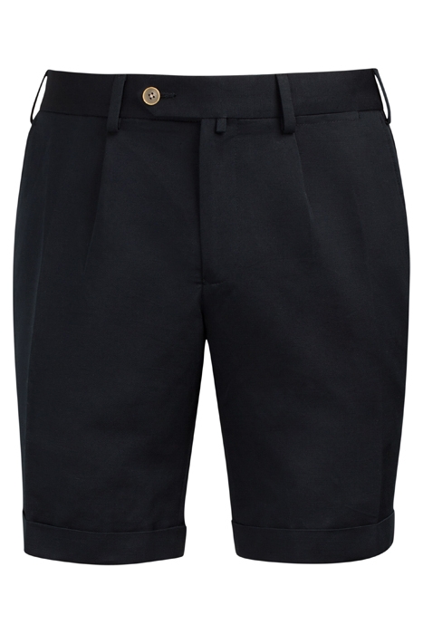 NAVY PLEATED BENNINGTON SHORTS 5