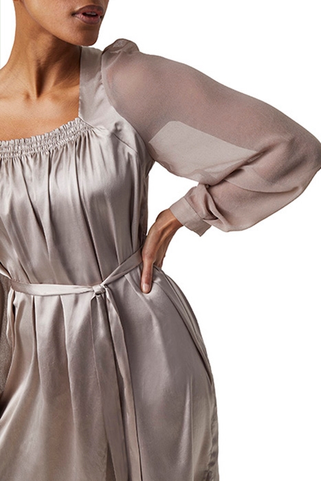 CAMINA GEORGETTEMSLEEVE SATIN MIX DRESS MOON ROCK 3