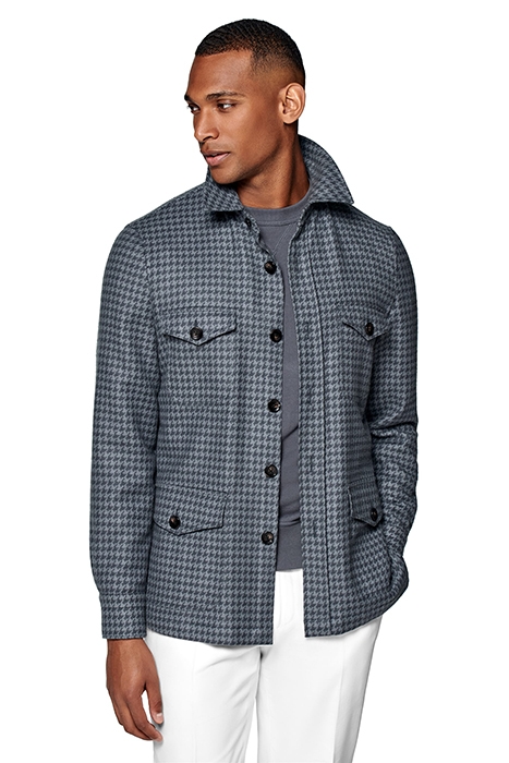 MID BLUE HOUNDSTOOTH SHIRT-JACKET 1