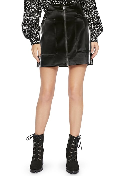 LATASHA VINYL UTILITY MINI SKIRT BLACK 1