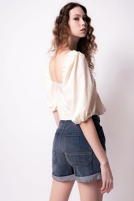 VIGONE TOP POPELINE CON INTREC BEIGE/CREAM 2