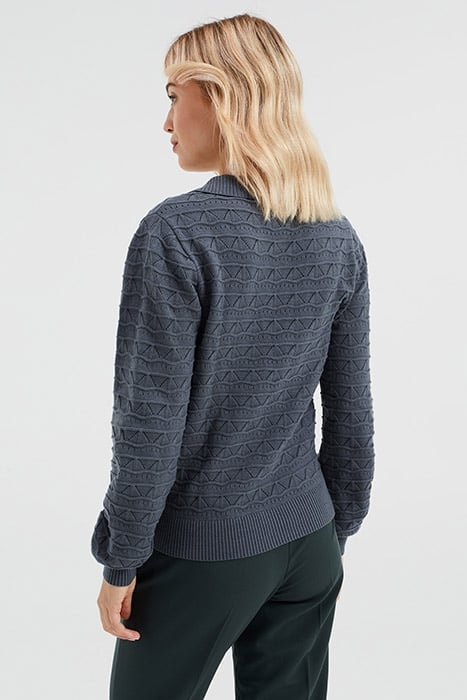 LADIES FINELY KNITTED SWEATER WITH OPENWORK STRUCTURE GREY 2