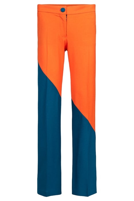 TWO-TONE STRAIGHT-LEG SUIT PANTS DEEP TEAL FLORIDA ORANGE 5