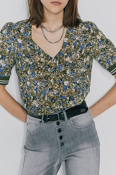 FLOWERY CAMOUFLAGE PRINT SHORT-SLEEVE TOP 4