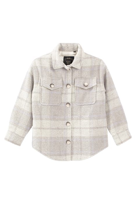 GIRLS’ VANILLA WOOL CHECK OVERSHIRT JACKET WHEAT 1