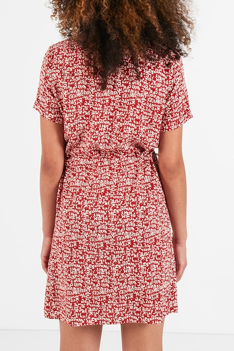 CANDY RED MINI-LETTER PRINT DRESS 5