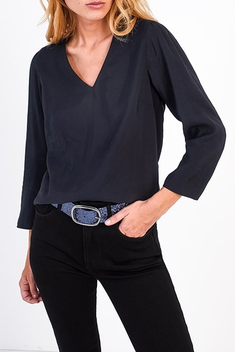 BLACK BLOUSE WITH LACE BAND ON BACK 4