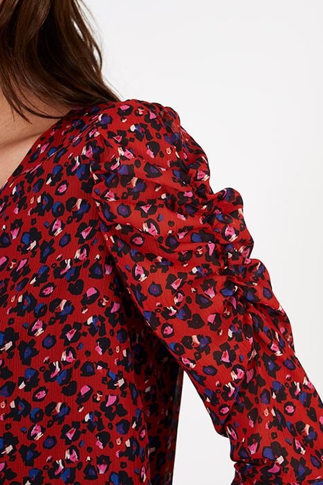 CANDY RED GRAPHIC FLORAL PRINT BLOUSE 5