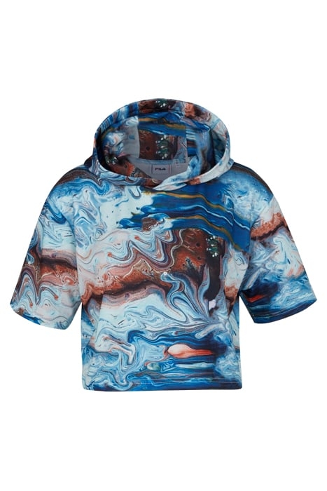CIDE AOP CROPPED HOODY BLUE ACRYLIC POURING AOP 1