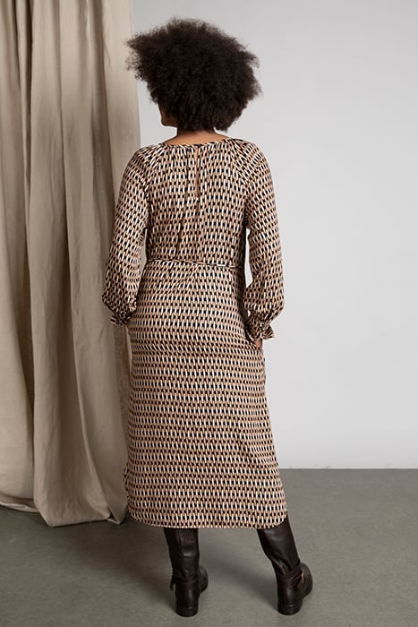 ROUND NECK LS DRESS BROWN 3