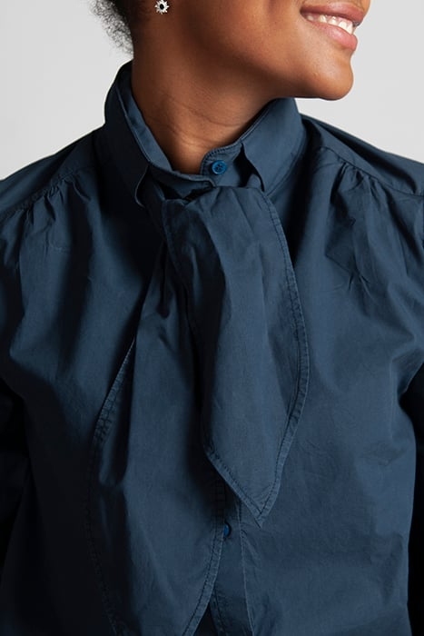 SHIRT LS DETACHABLE SCARF BLUE 4