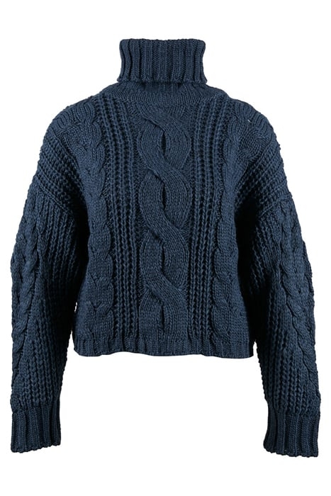 ROLL NECK CABLE SWT LS BLUE 1