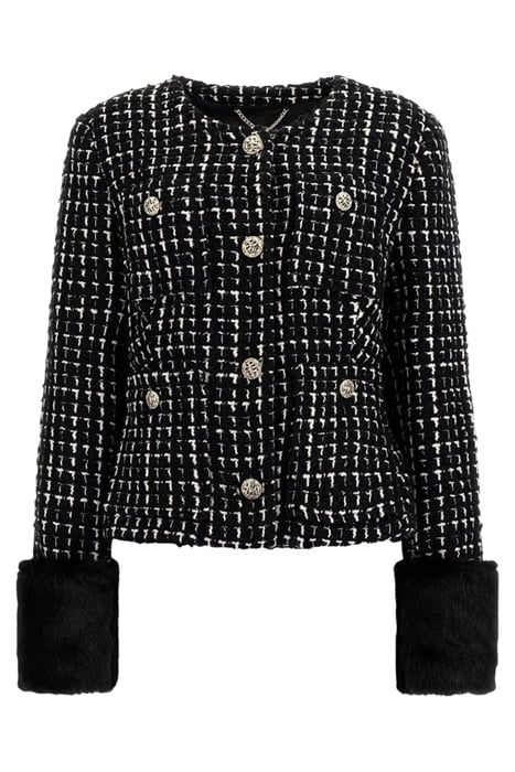 SECRET TWEED JACKET BLACK AND WHITE CROPPED COMB 5