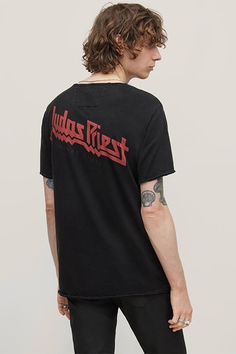 SS RAW EDGE TEE VINTAGE WASH - JUDAS PRIEST STAINE BLACK 2