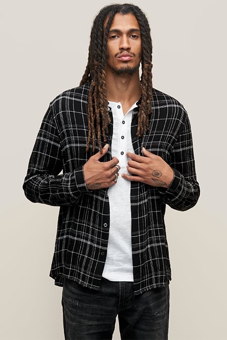 BROAD SHIRT CLASSIC FIT SHIRT WITH BAND COLLAR & S BLACK 1