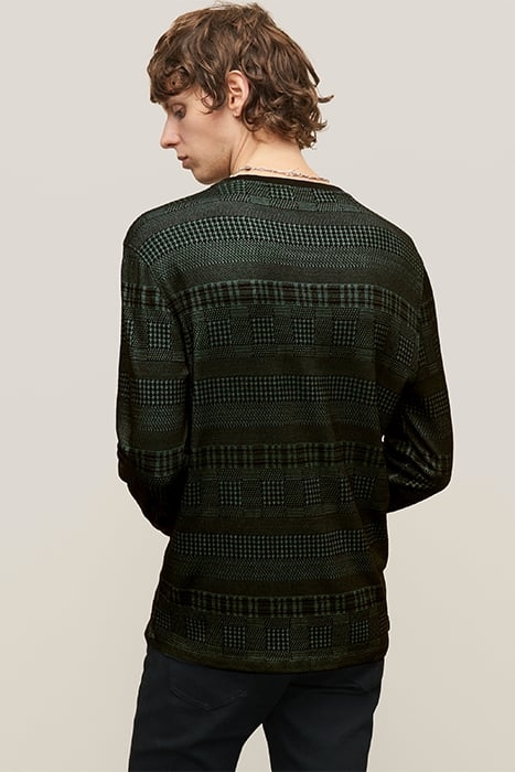 READE LS PATTERN MIX CREW WITH COLD DYE DARK MOSS 2