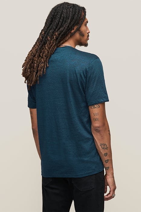 WOOSTER SLIM FIT SS LINEN V-NECK COSMOS BLUE 2