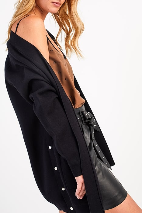 I.CODE KNIT COAT WITH PRESS STUDS ON SIDES BLACK 5