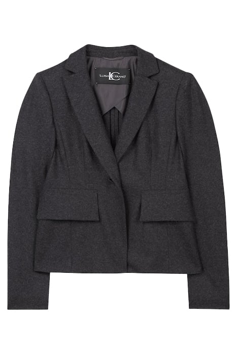 BLAZER AUS FLANELL-JERSEY GREENISH GREY 5