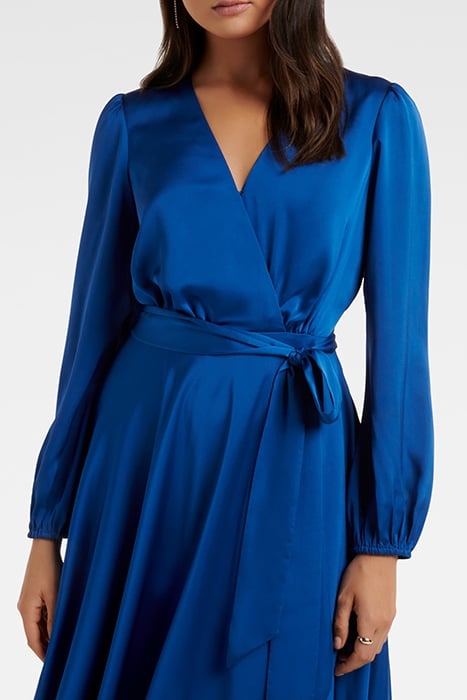 MARILYN SATIN WRAP MIDI DRESS SAPPHIRE BLUE 4