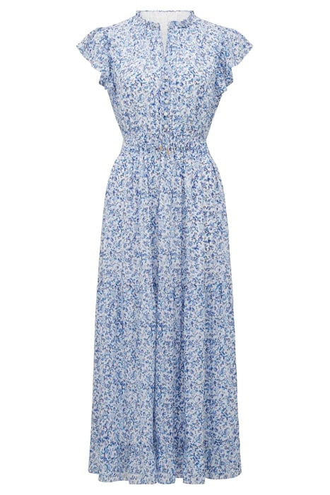 FLEUR FLUTTER SLEEVE MIDI DRESS BLUE WESTBURY DITSY 5