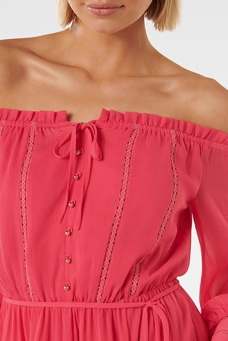 GISELE OFF SHOULDER MINI DRESS CHERRY PINK 5