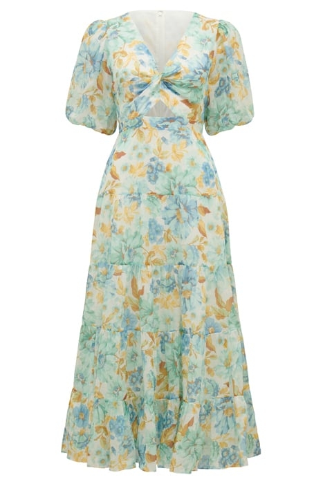 IRINA TWIST FRONT MIDI DRESS BLUE ELMHURST FLORAL 5