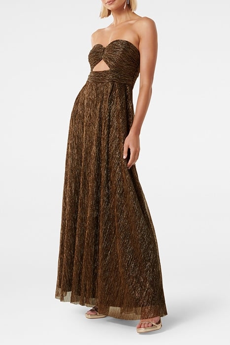 ANDY STRAPLESS PLISSE MAXI DRESS BRONZE 3