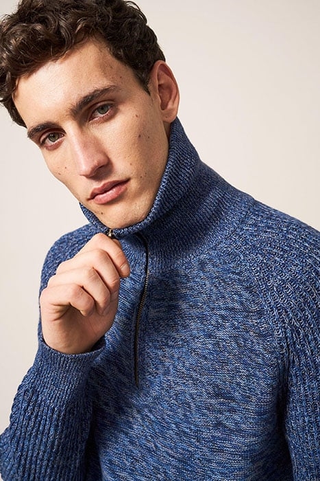 LAKEWOOD ZIP NECK JUMPER CHAMBRAY BLUE 3