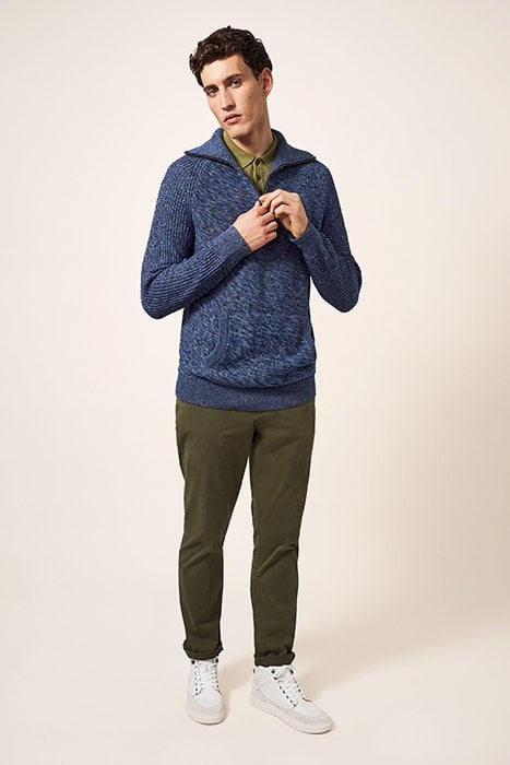 LAKEWOOD ZIP NECK JUMPER CHAMBRAY BLUE 1