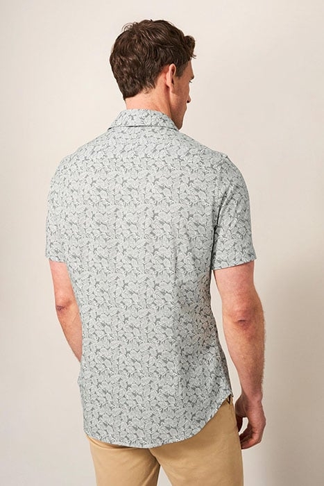LEAF PRINTED SLIM FIT SHIRT DUSTY GREEN 2