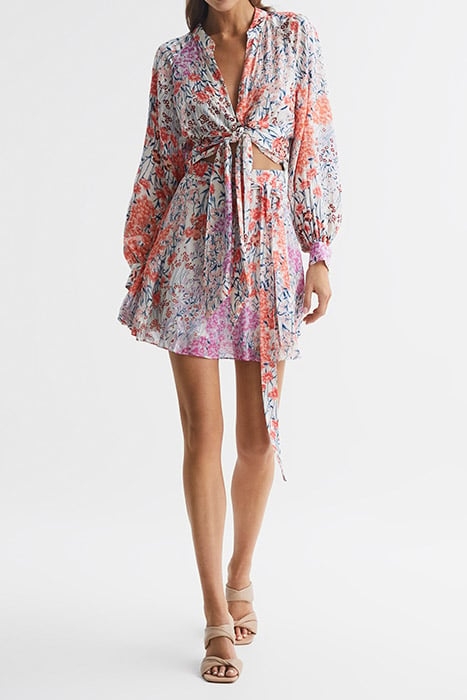 ELLE MINI SKIRT CORAL/WHITE 3