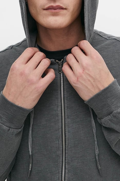 MEN'S STORM SLUB SWEATSHIRT FABRIC HOODED CARDIGAN 3