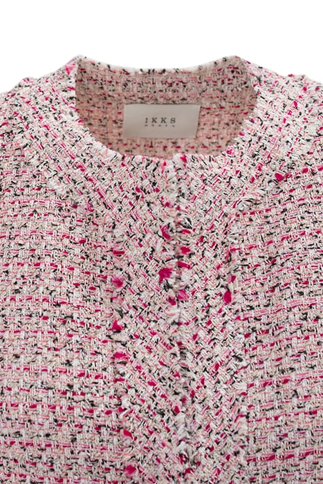 PINK DECORATIVE TWEED SQUARE JACKET 8