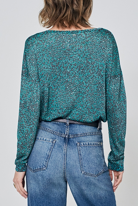 GREEN LUREX LEOPARD KNIT SWEATER 2