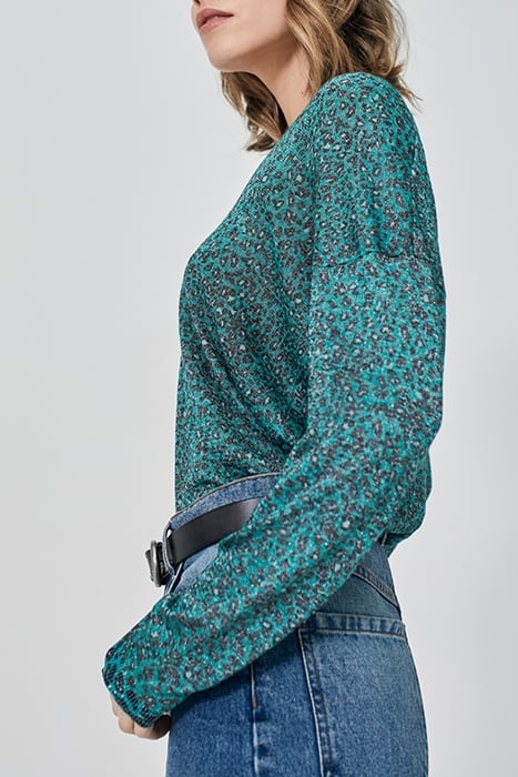 GREEN LUREX LEOPARD KNIT SWEATER 5