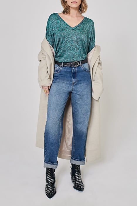 GREEN LUREX LEOPARD KNIT SWEATER 3