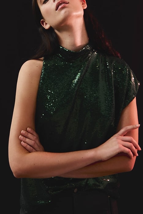 METALLIC GREEN PLEATED TOP 5