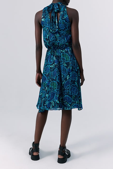 NAVY PSYCHEDELIC FLORAL PRINT DRESS, TIED BACK 3