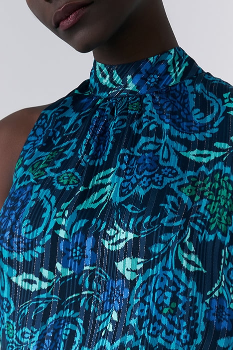 NAVY PSYCHEDELIC FLORAL PRINT DRESS, TIED BACK 5