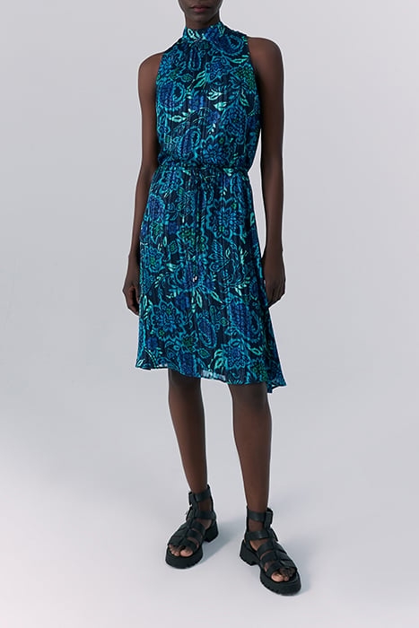 NAVY PSYCHEDELIC FLORAL PRINT DRESS, TIED BACK 2