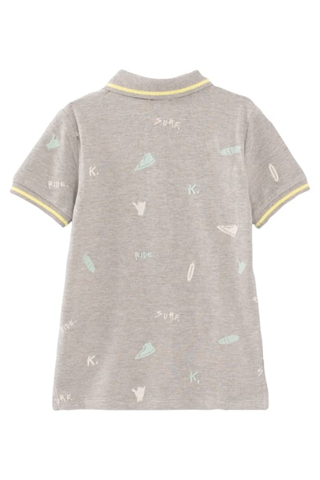 BOYS’ GREY MARL ALL-OVER EMBROIDERY POLO SHIRT 2