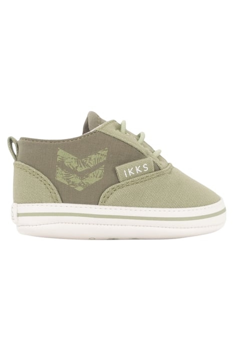 BABY BOYS' KHAKI MIXED-FABRIC CANVAS TRAINERS 1