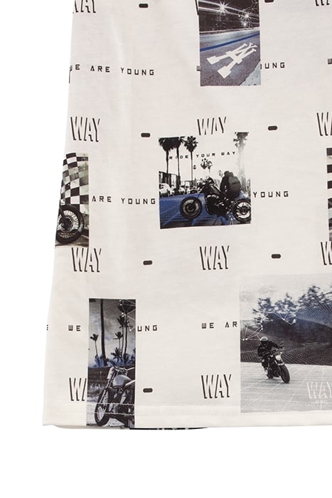 BOYS’ WHITE ORGANIC COTTON T-SHIRT WITH MOTORBIKE PHOTOS 4