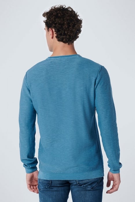 PULLOVER CREWNECK GARMENT DYED + STONE WASHED BLUE 2