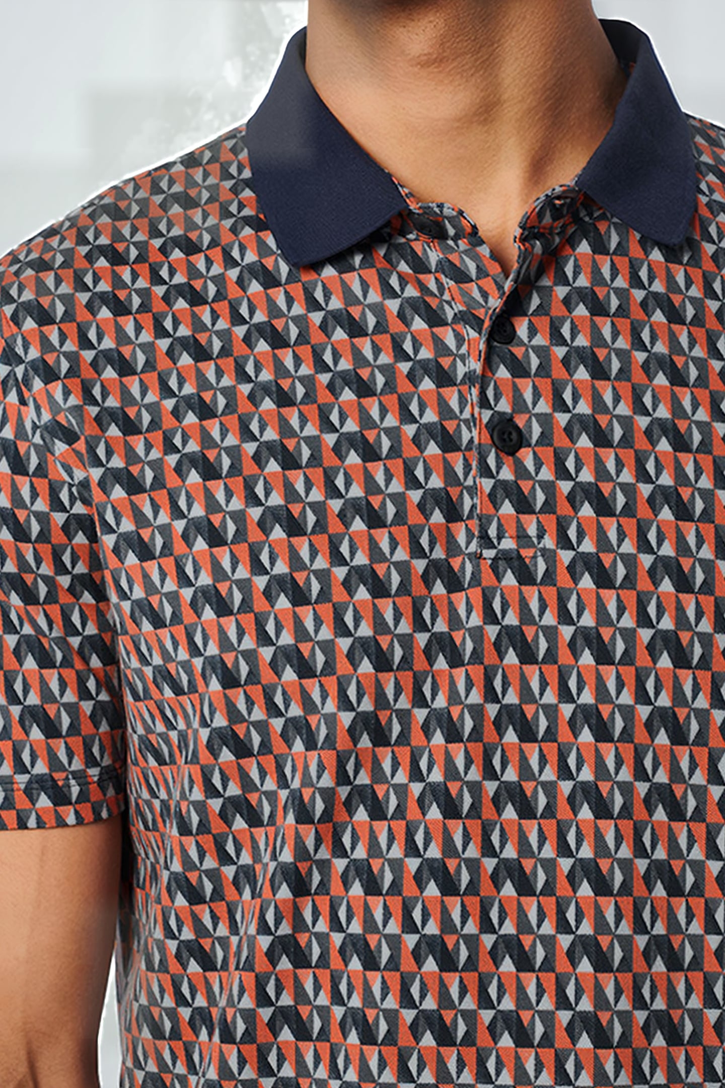POLO PIQUE ALLOVER PRINTED STRETCH PAPAYA 6