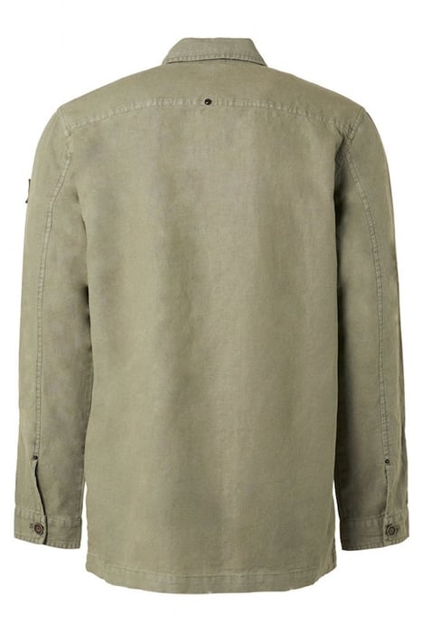 OVERSHIRT BUTTON CLOSURE GARMENT DYED WITH LINEN SMOKE GREEN 5